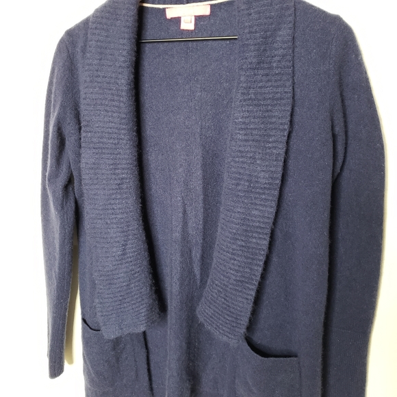 Lilly Pulitzer Sweater Open Cardigan Small Navy Blue Cashmere Norwood Pockets - Picture 10 of 16